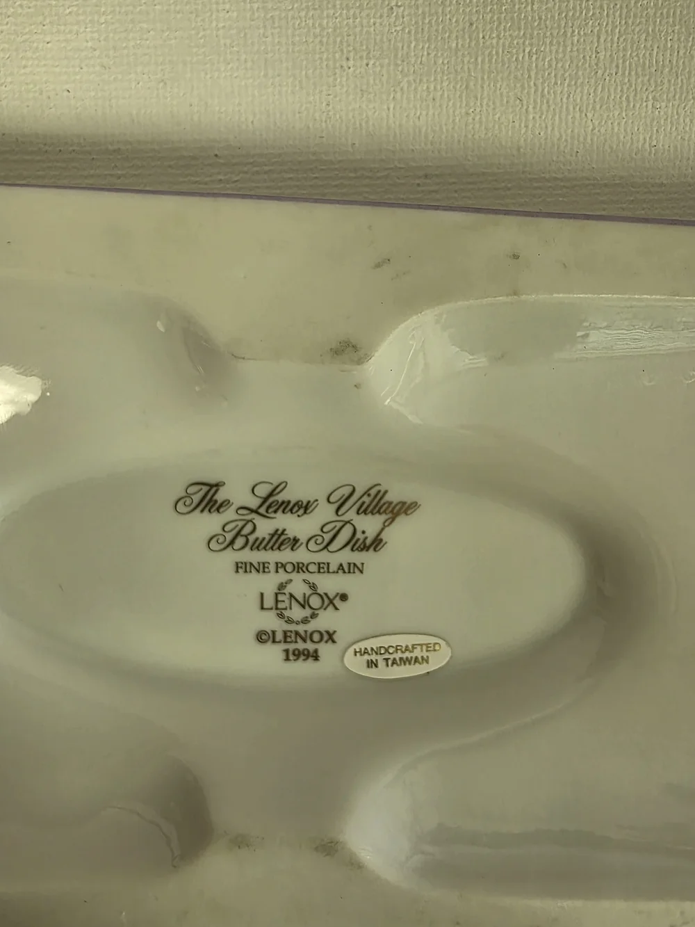 Lenox Village Butter Dish Porcelain 1994 Handmade, 2-Piece Set, Collectible